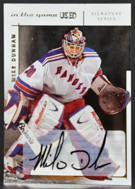 2003-04 In The Game Used Signature Series Mike Dunham A-MDU Rangers Auto 9765