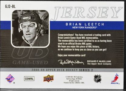 2008-09 UD Series 2 UD Game Jerseys Leetch GJ2-BL Rangers Jersey 5068