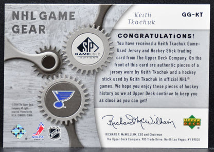 2005-06 SP Game Used NHL Game Gear Keith Tkachuk Blues 095/100 Jersey/Stick 7980
