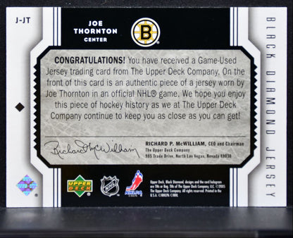 2005-06 Upper Deck Black Diamond Jerseys Joe Thornton Boston Bruins Jersey 3070