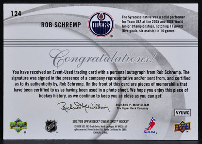 2007-08 UD Sweet Shot Beginnings  Schremp 124 Oilers RC Auto 085/100 Jersey 6559