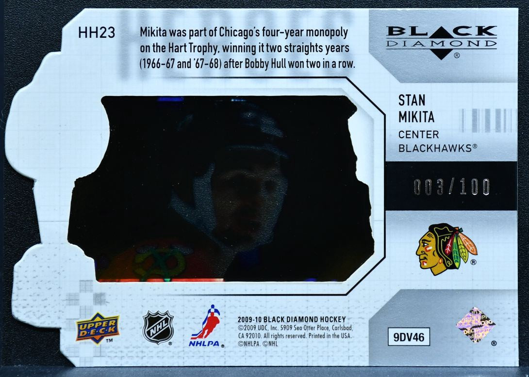 2009-10 UD Black Diamond Hardware Heroes Stan Mikita Blackhawks 003/100 8365