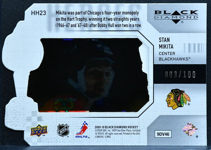 2009-10 UD Black Diamond Hardware Heroes Stan Mikita Blackhawks 003/100 8365