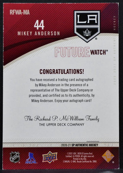 2020-21 SP Authentic Retro Future Watch Autographs Anderson RC Auto 347/399 7615