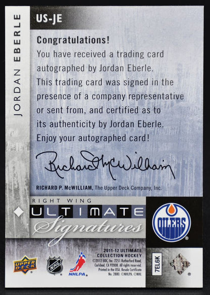 2011-12 UD Ultimate Collection Ultimate Signatures Jordan Eberle US-JE Auto