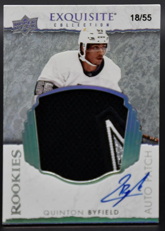 Carte de recrutement autographiée Byfield EC-QB Los Angeles Kings 2021-22 UD The Cup 18/55 avec patch