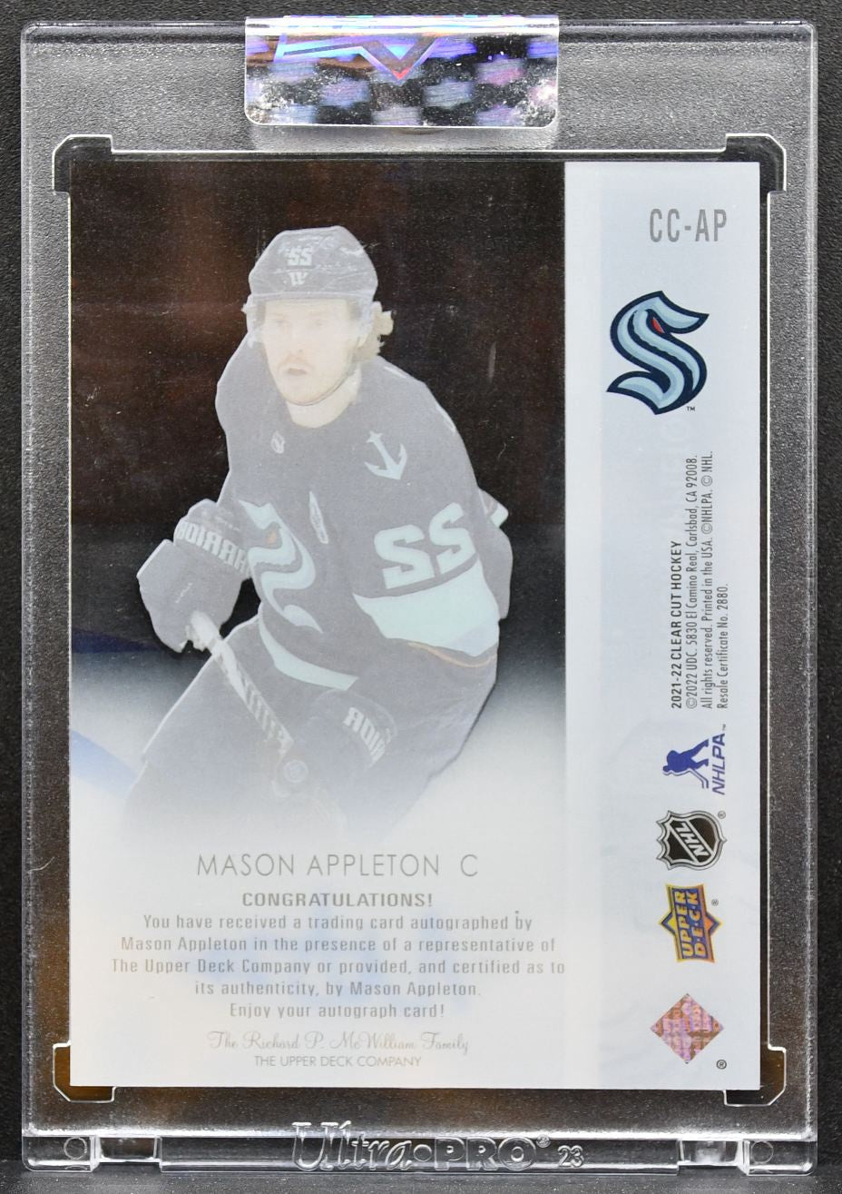 2021-22 Upper Deck Clear Cut Base Set Mason Appleton CC-AP Kraken Auto 2355
