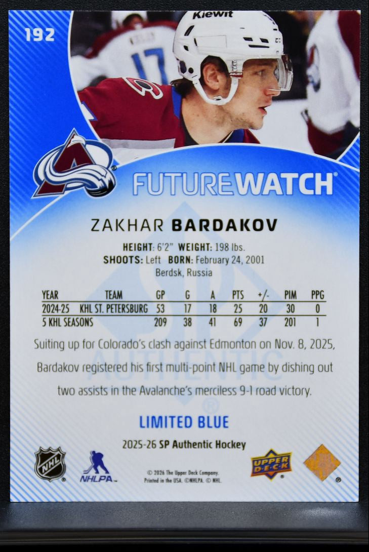 2025-26 SP Authentic Future Watch Limited Blue Bardakov Penguins RC 203/399 8112