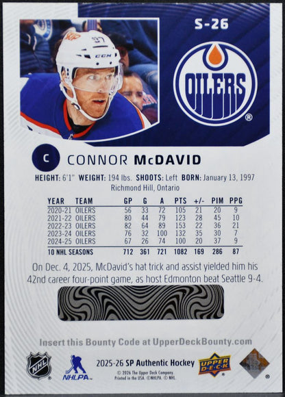 2025-26 SP Authentic Spectrum FX Connor McDavid S-26 Edmonton Oilers 3801