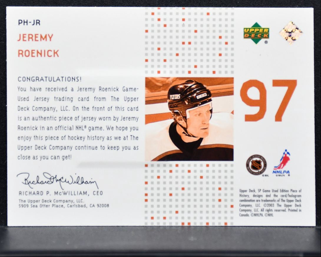 2003-04 SP Game Used Piece of History Jeremy Roenick Flyers 209/225 Jersey 4633