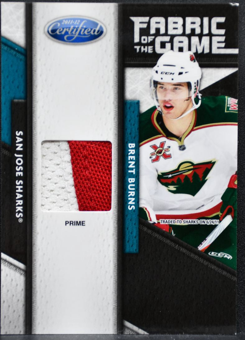 2010-11 Panini Certified Fabric of the Game Prime Burns Sharks /25 Patch 2805