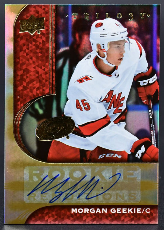 2020-21 UD Trilogy Rookie Renditions Gold Foil Geekie Hurricanes RC Auto