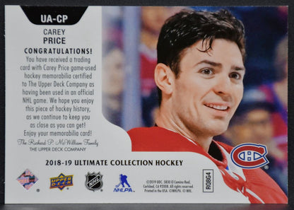 2018-19 UD Ultimate Collection Access Jersey Carey Price UA-CP Canadiens Jersey 4114