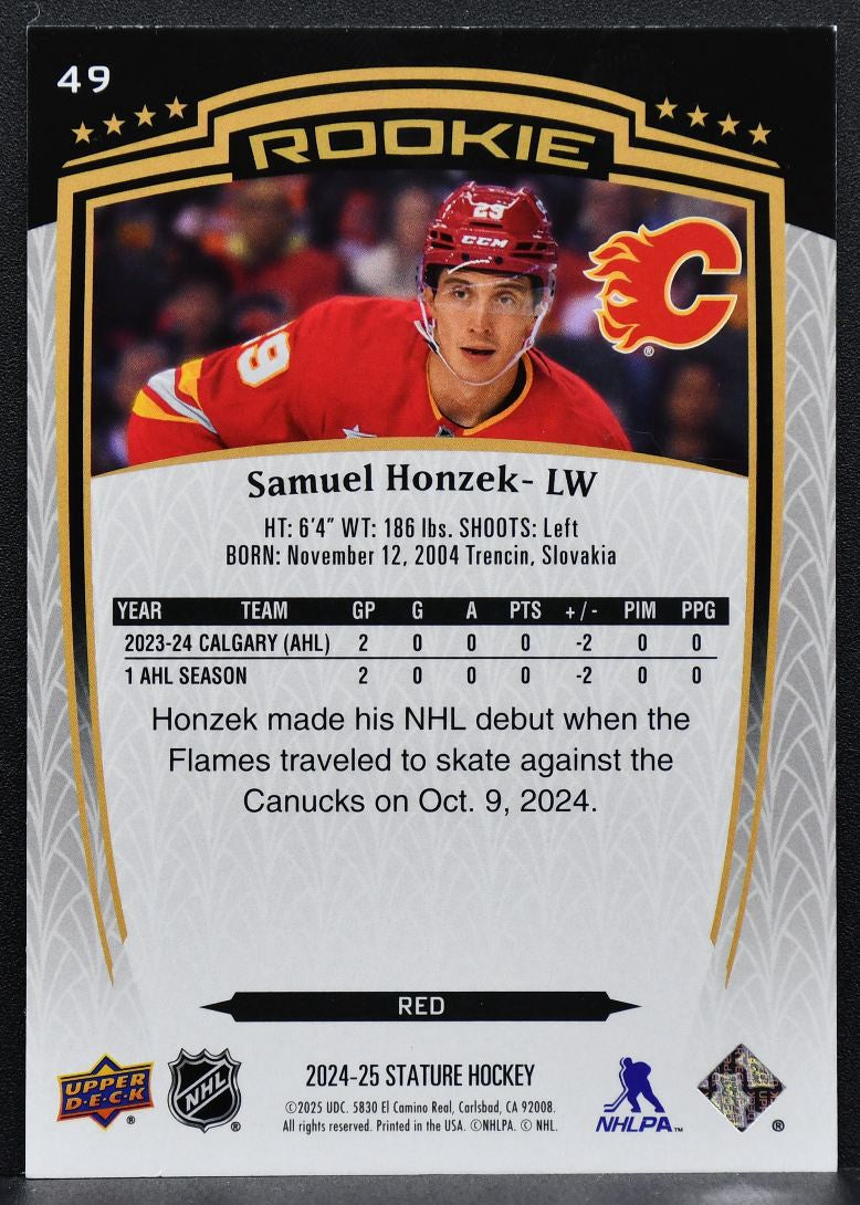 2024-25 Upper Deck Stature Rookie Red Samuel Honzek 49 RC 170/249 7596