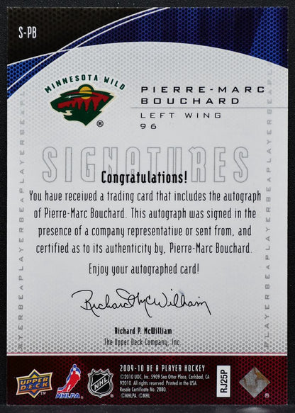 2009-10 Upper Deck Be A Player Signatures Pierre-Marc Bouchard Wild Auto 0507