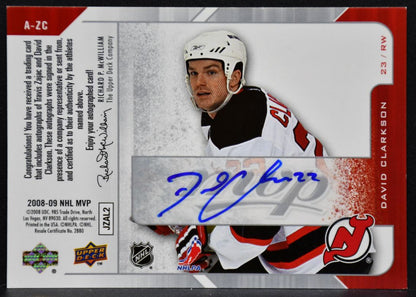2008-09 UD MVP One on One Autographs Travis Zajac/David Clarkson Auto 1067