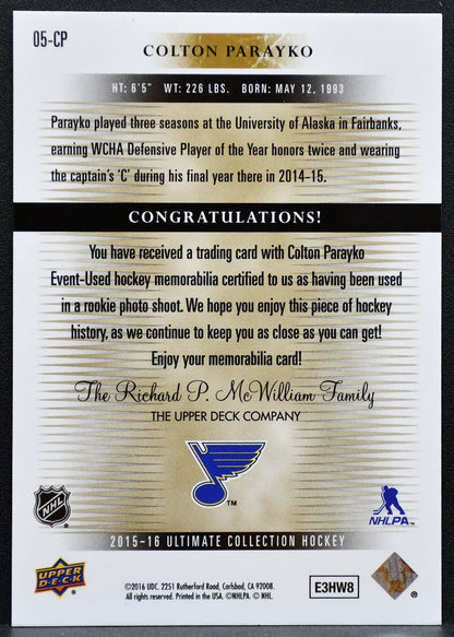 2015-16 UD Ultimate Collection 2005-06 Rookies Parayko RC 081/125 Jersey 0516