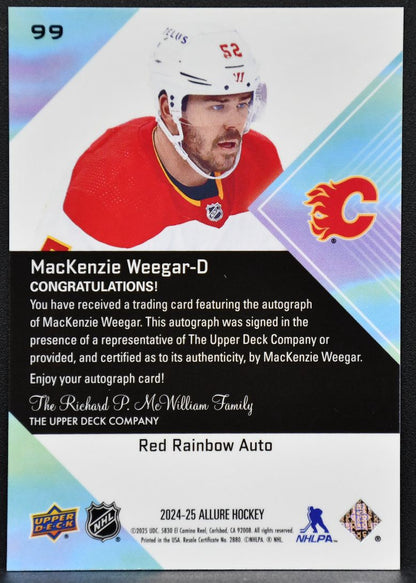2024-25 UD Allure Red Rainbow Auto MacKenzie Weegar 99 Calgary Flames Auto 6355