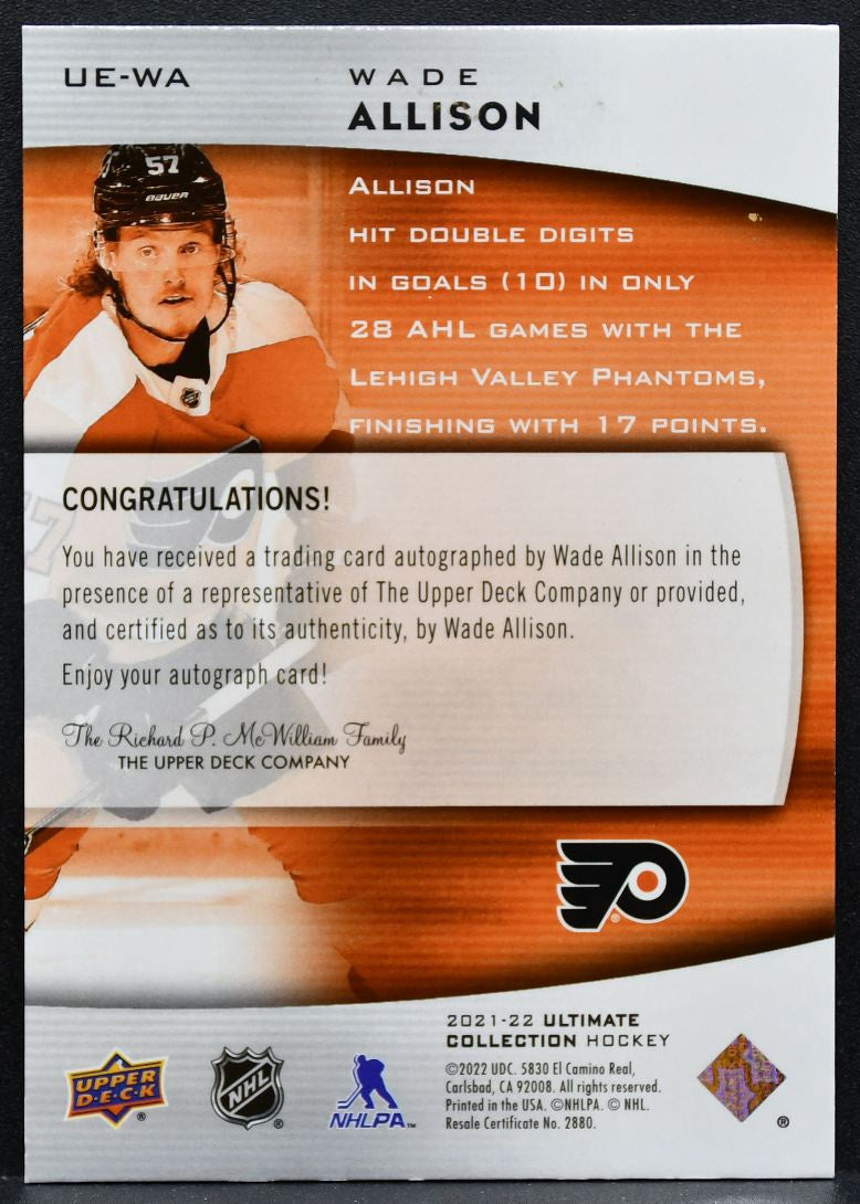 2021-22 UD Ultimate Collection Emblems Rookies Auto Wade Allison RC Auto 0482