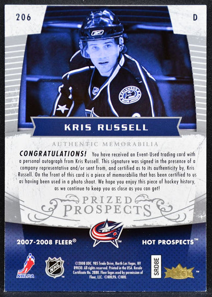 2007-08 Fleer Hot Prospects Russell Blue Jackets RC Auto 072/399 Patch 5651