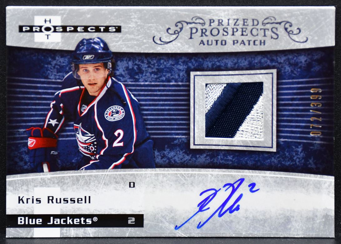 2007-08 Fleer Hot Prospects Russell Blue Jackets RC Auto 072/399 Patch 5651