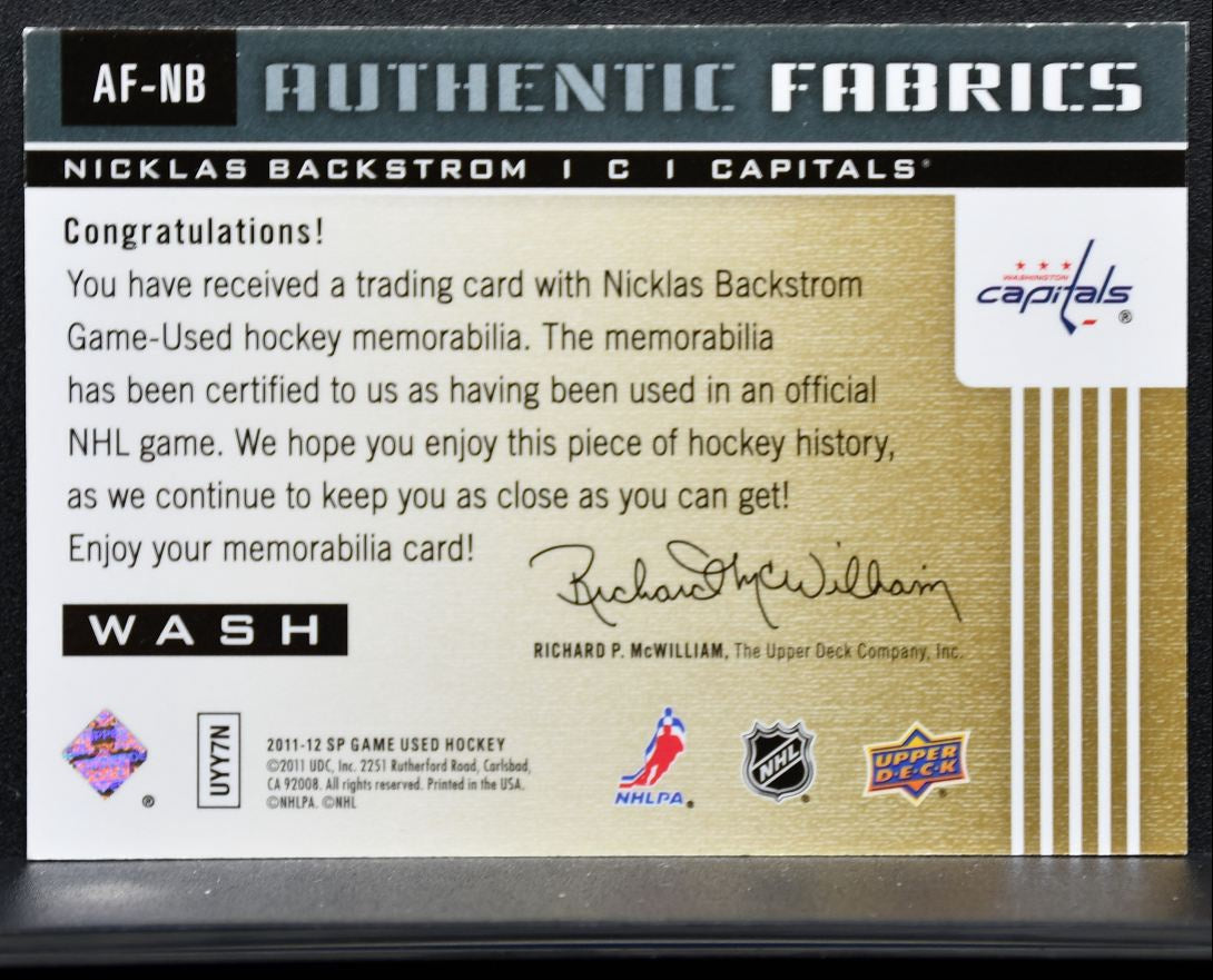 2011-12 SP Game Used Authentic Fabrics Nicklas Backstrom AF-NB Jersey 3910