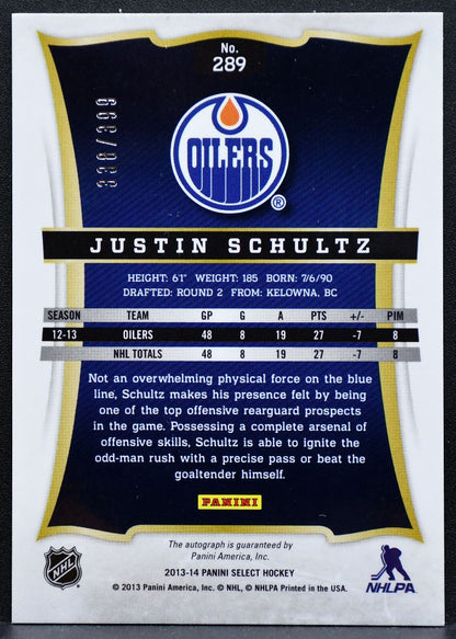 2013-14 Panini Select Rookie Signature Justin Schultz Oilers RC Auto 0750