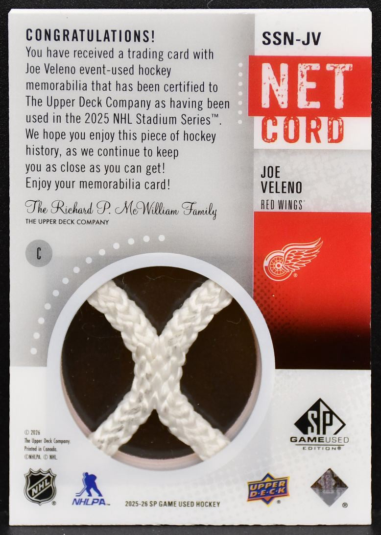 2025-26 SP Used Series Net Cord Relics Veleno Red Wings 01/35 Net Cord 3947