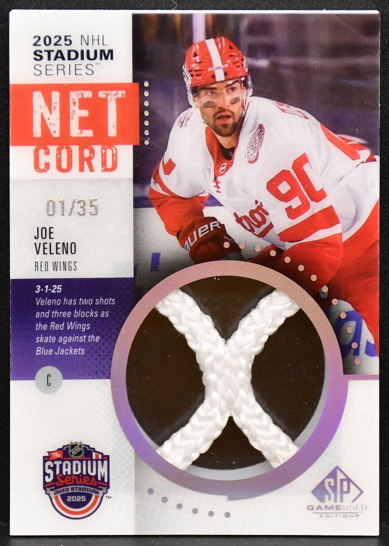 2025-26 SP Used Series Net Cord Relics Veleno Red Wings 01/35 Net Cord 3947
