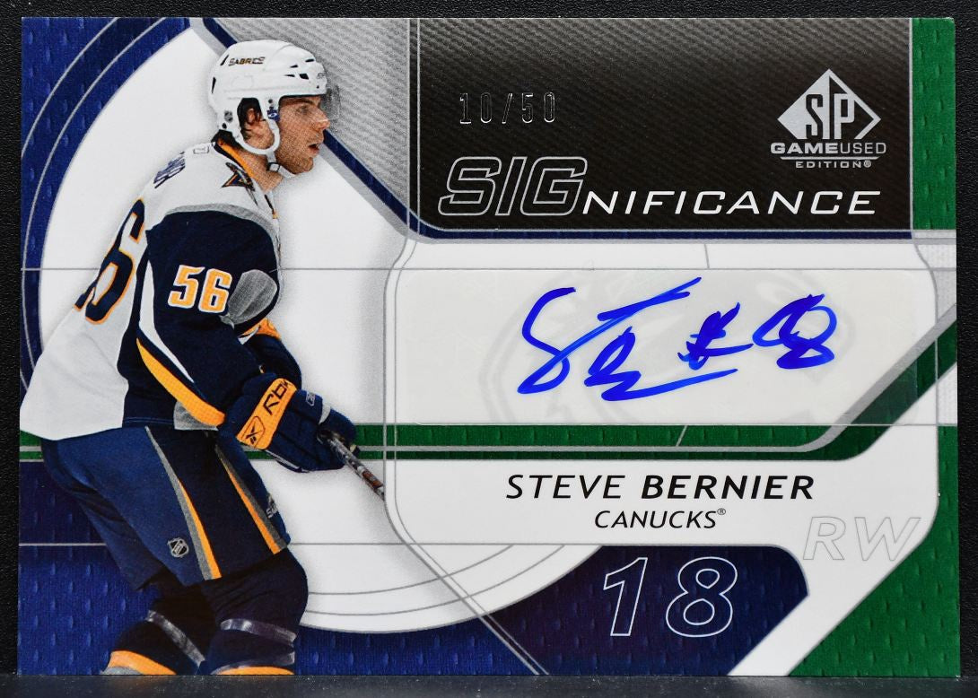 2008-09 SP Game Used SIGnificance Steve Bernier SIG-SB Canucks Auto 10/50 2572