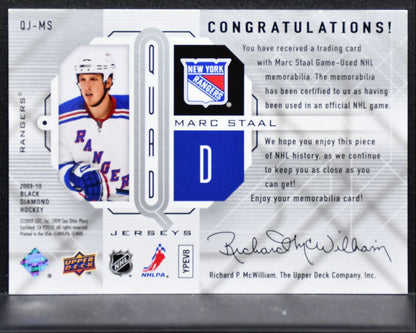 2009-10 Upper Deck Black Diamond Jerseys Quad Marc Staal Rangers Jersey 4220
