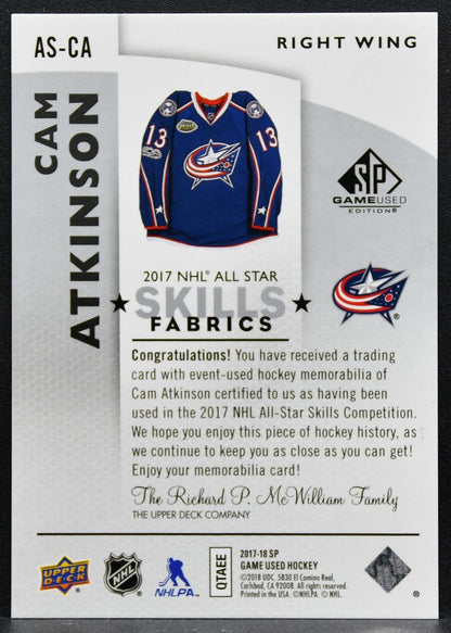 2017-18 SP Game Used All Star Skills Fabrics Cam Atkinson Jersey 1917