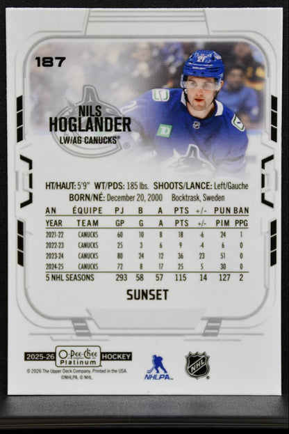 2025-26 O Pee Chee Platinum Sunset Nils Hoglander 187 Vancouver Canucks 8280