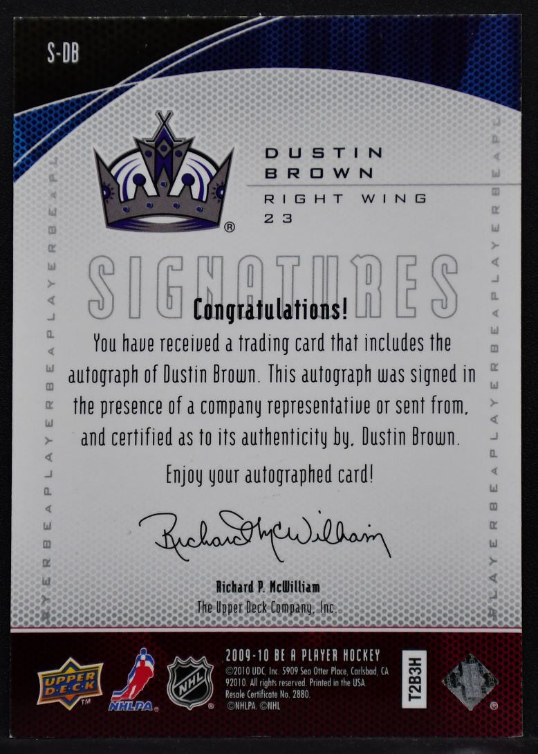 2009-10 UD Be A Player Signatures Dustin Brown S-DB Los Angeles Kings Auto