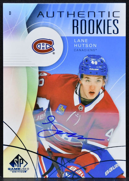 2024-25 SP Game Used Authentic RC Blue Lane Hutson 279 Canadiens1 RC Auto 4715