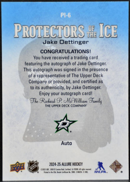 2024-25 UD Allure Protectors of the Ice Auto Jake Oettinger Stars Auto 4809
