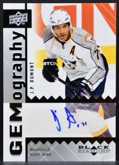 2009-10 Upper Deck Black Diamond Gemography J.P. Dumont GDU Predators Auto 9489