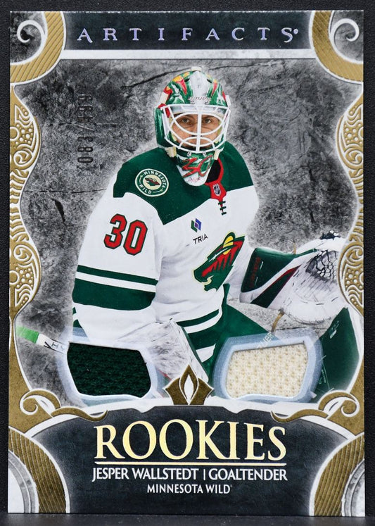 24-25 UD Artifacts RC Gold Materials Jesper Wallstedt 172 Wild RC /199 Jersey 7192