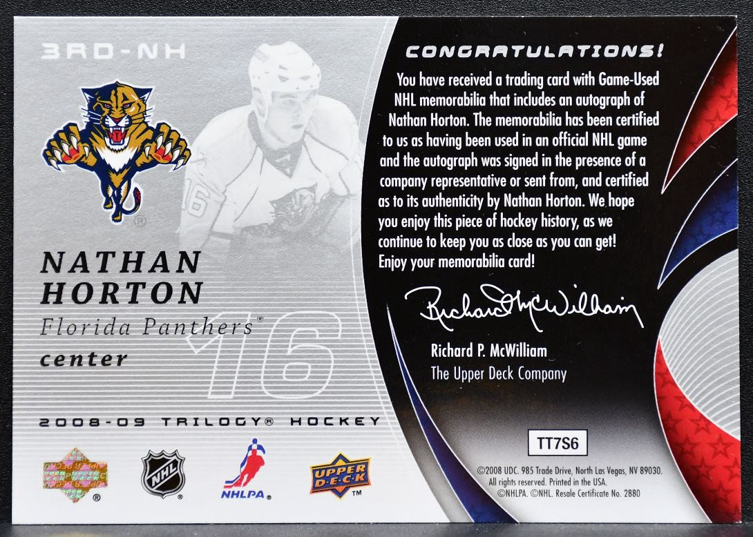 2008-09 UD Trilogy Scripted Swatches Third Star Horton Auto 015/100 Jersey 8964