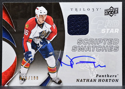 2008-09 UD Trilogy Scripted Swatches Third Star Horton Auto 015/100 Jersey 8964