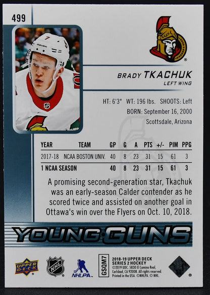 2018-19 UD Series 2 Brady Tkachuk 499 Ottawa Senators RC