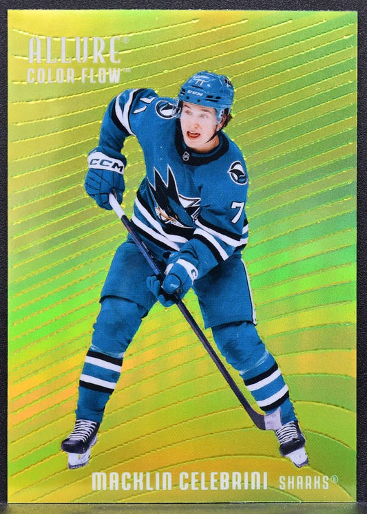 25-26 UD Allure Color Flow Yellow-Green Macklin Celebrini CF-28 San Jose Sharks 7697