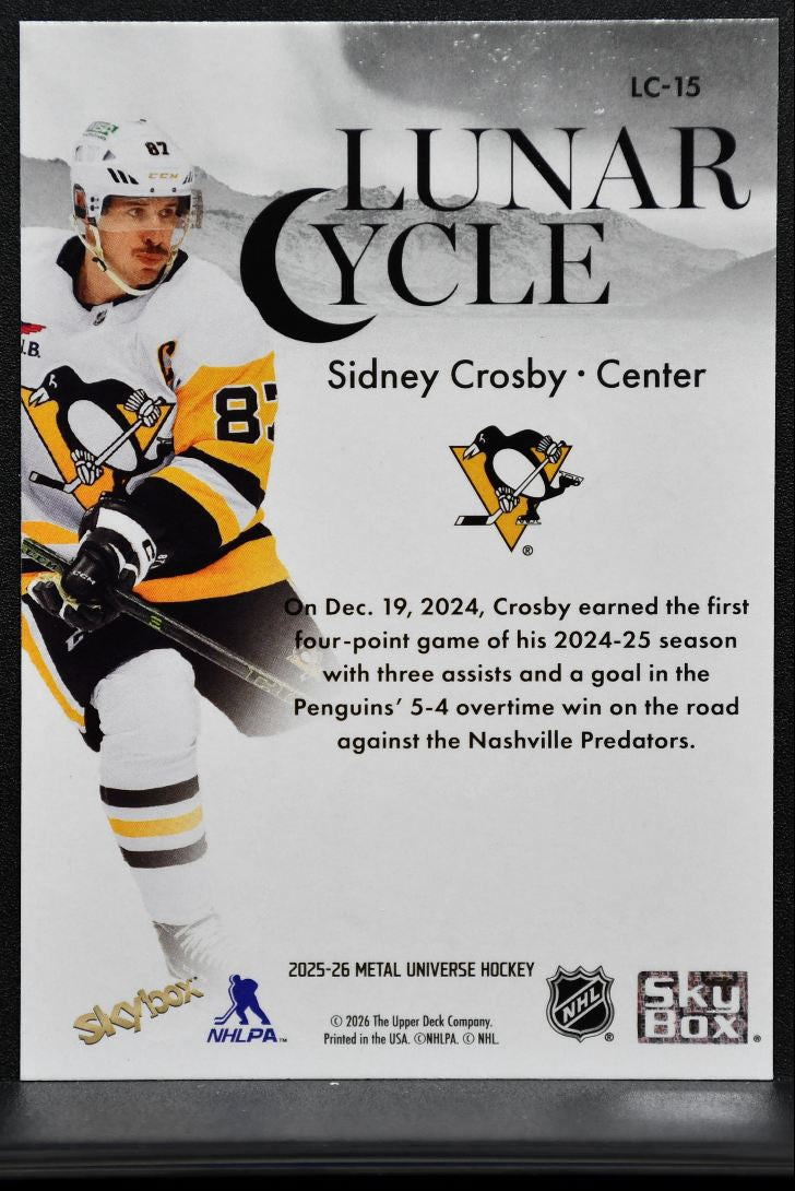 2025-26 SkyBox Metal Universe Lunar Cycle Sidney Crosby LC-15 Penguins 4427