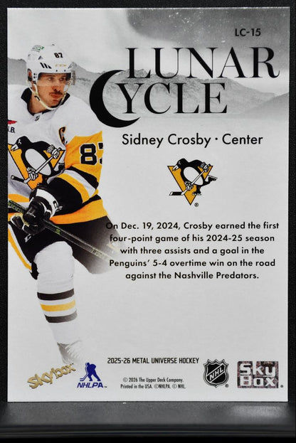 2025-26 SkyBox Metal Universe Lunar Cycle Sidney Crosby LC-15 Penguins 4427