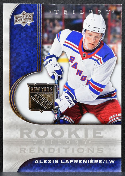 2020-21 UD Trilogy Rookie Renditions Alexis Lafreniere RR-1 Rangers RC 0450