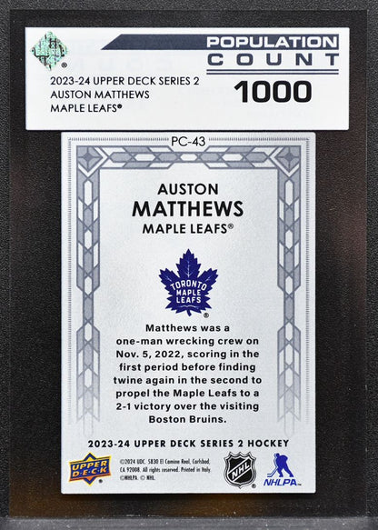 2023-24 UD Series 2 Population Count 1000 Auston Matthews PC-43 Maple Leafs 6878