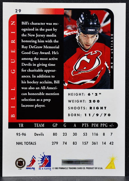 1996-97 Pinnacle Be a Player Autographs Bill Guerin 29 Devils Auto 1542