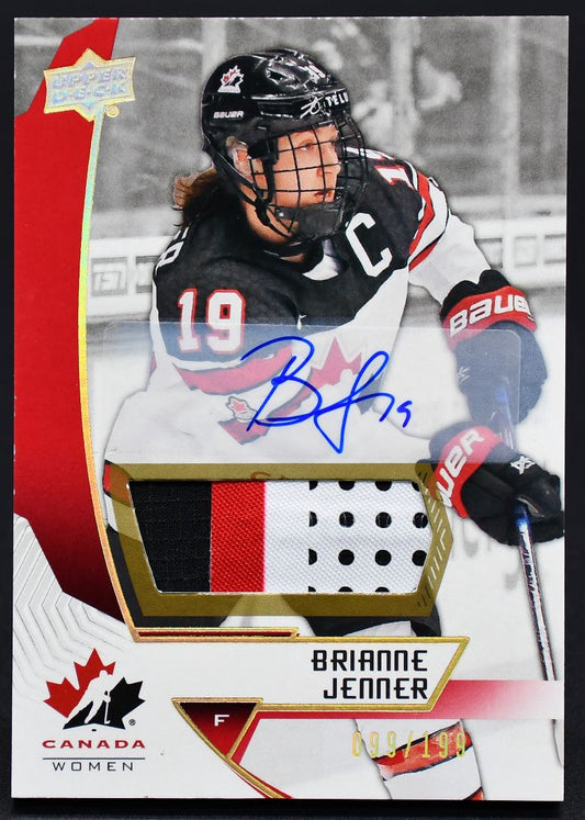 Écusson autographié de l'équipe junior canadienne UD 2019-2020, Brianne Jenner, numéro 44, écusson 099/199