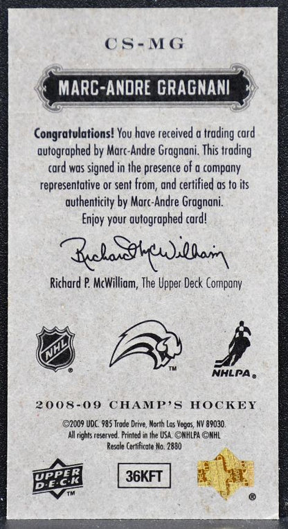 2008-09 Champ's Mini Card Marc-Andre Gragnani CS-MG Buffalo Sabres Auto 7600