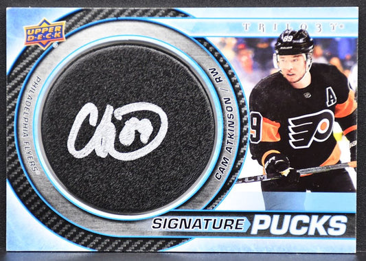 2022-23 UD Trilogy Signature Pucks Cam Atkinson SP-CA Philadelphia Flyers Auto